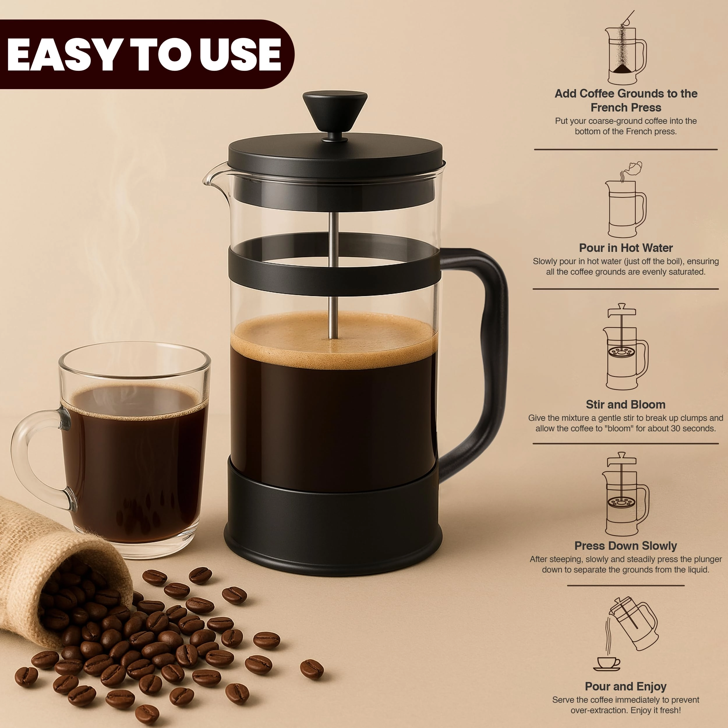French Press - 34 Oz Borosilicate Glass
