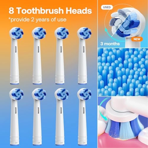 R1 - Rotating Electric Toothbrush 8 Brush Heads Pink