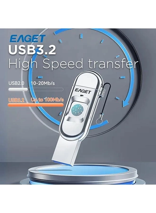 Eaget Fingerprint Encrypted USB Flash Drive - USB 3.2 64GB
