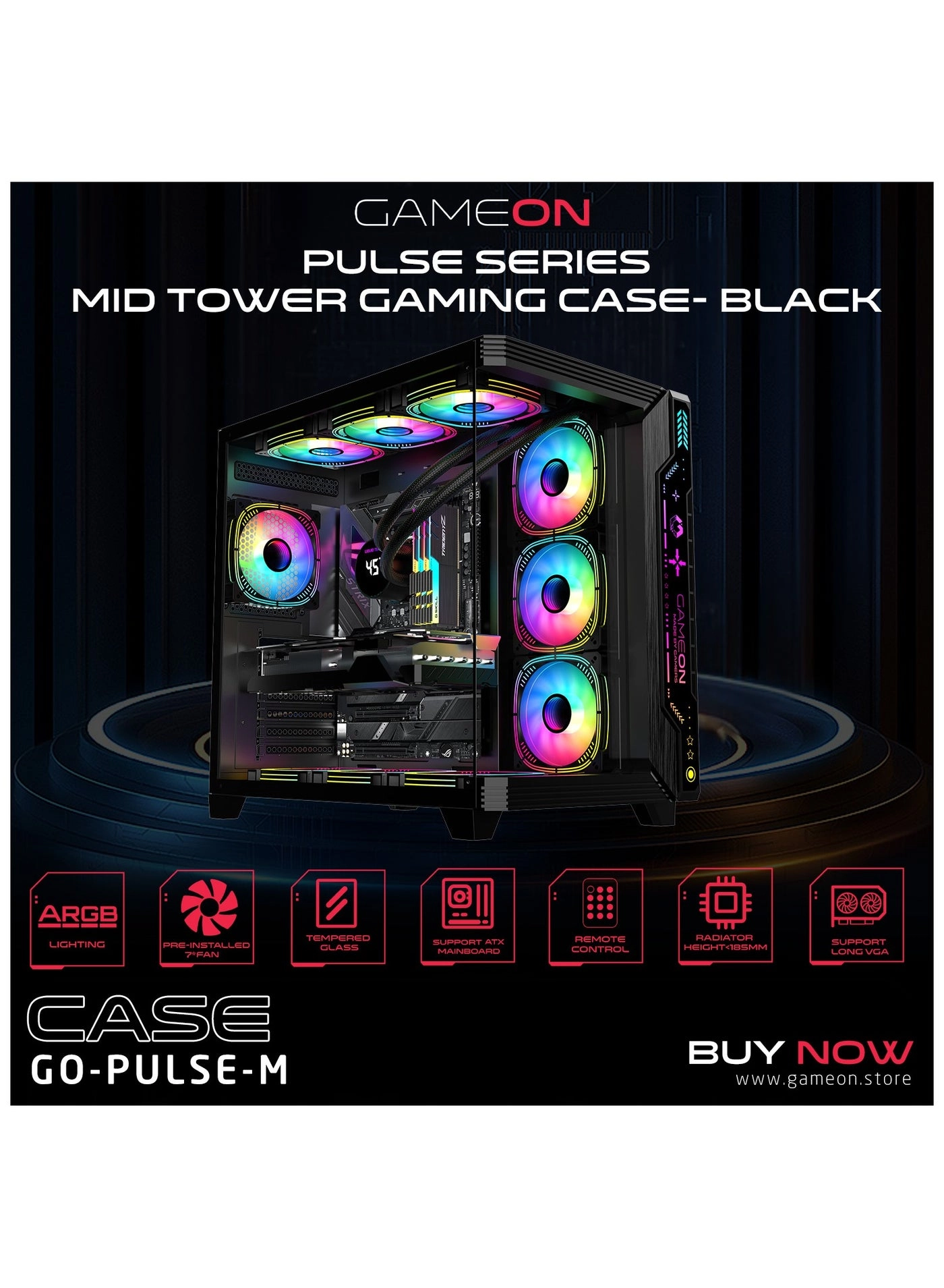 PULSE-M - Tempered glass Mid Tower