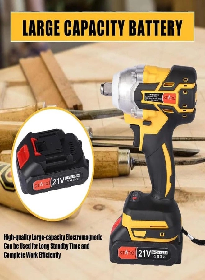 Heavy Duty Cordless Impact Wrench - 21V 2 Batteries Built-in LED