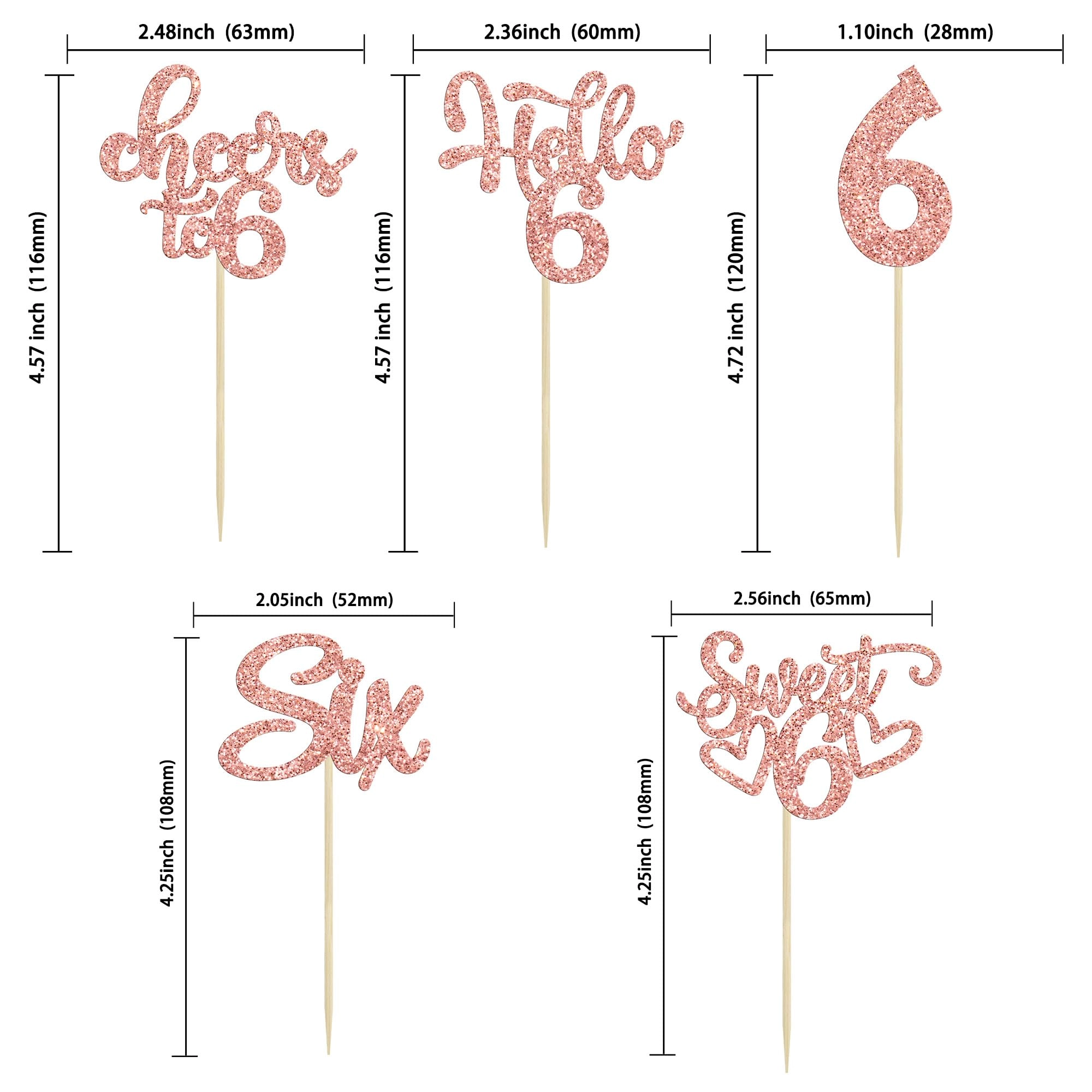 6th Birthday Cupcake Toppers - 30Pcs