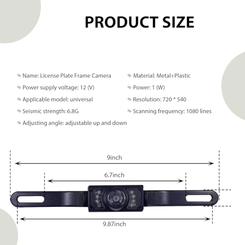 License Plate Reversing Camera - Infrared Night Vision AV video cable 720*540