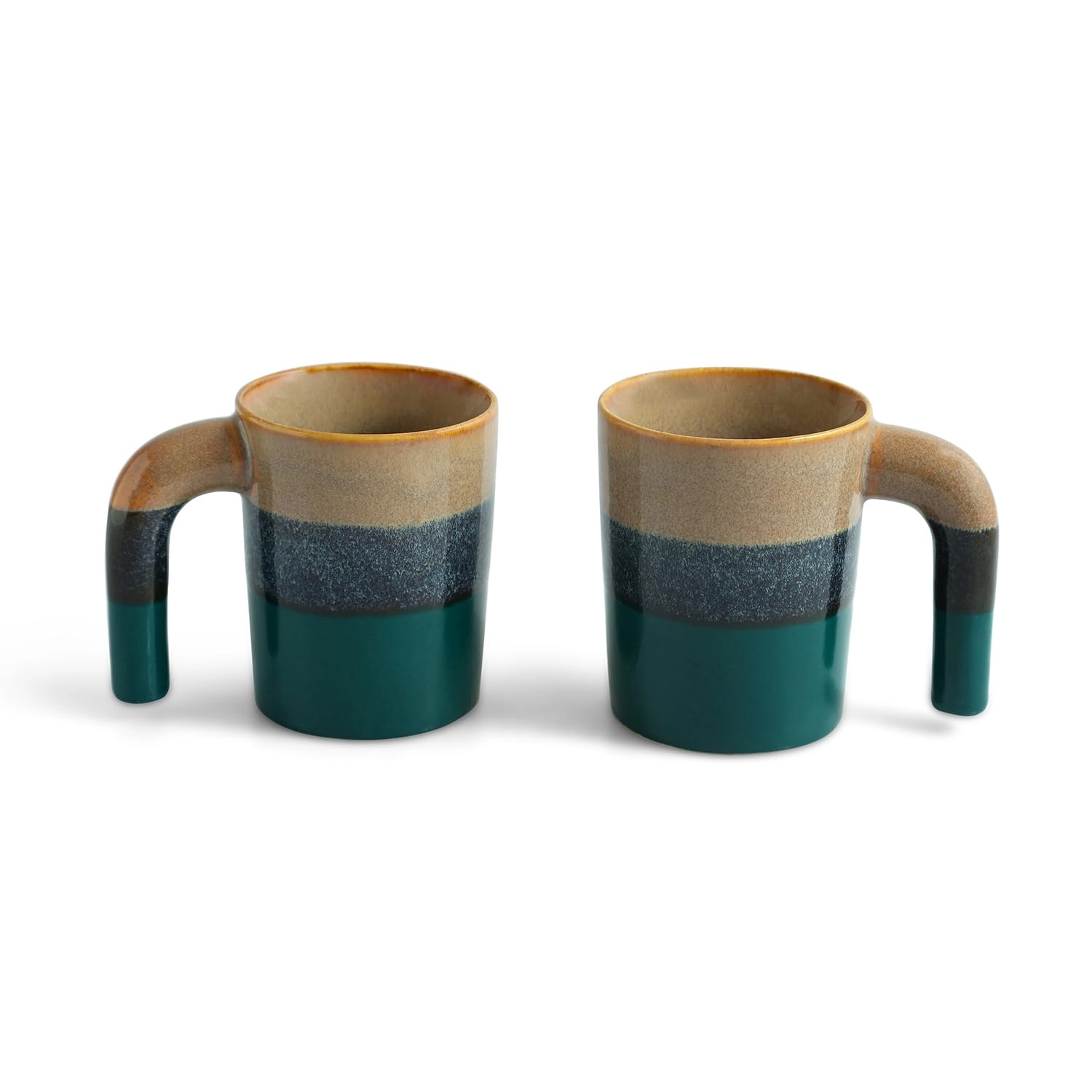 Two-Toned Glazed Ceramic Coffee Mug - 2 pcs Hue & Handle 300 ml