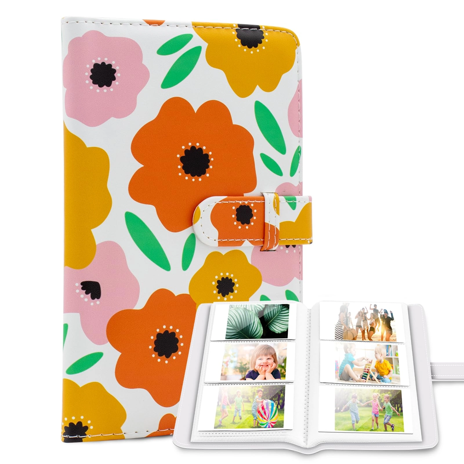 Ablus 96 Pockets Photo Album - Large Capacity Blue flowers