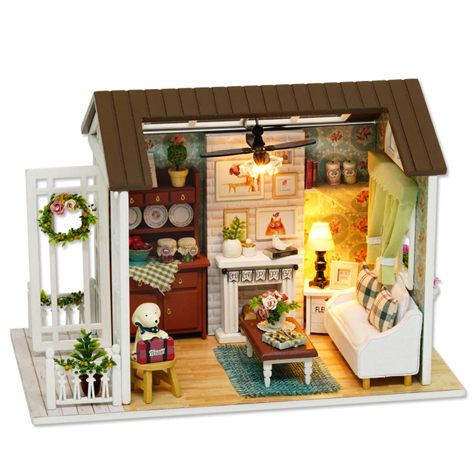 GoolRC Miniature Dollhouse - DIY 2 LED Lights 21 x 12.5 x 14.5cm