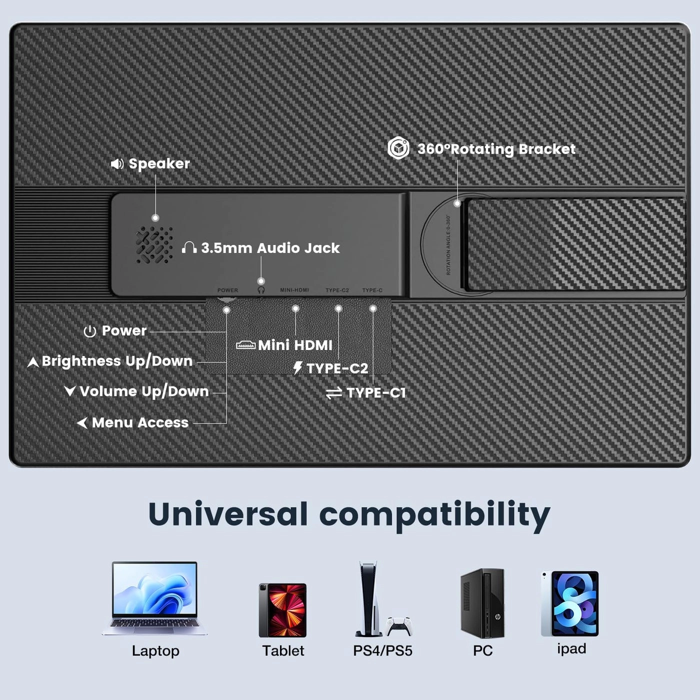 Portable Monitor - FHD 1200P 16 Inch
