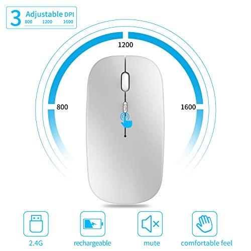 Slim Silent Rechargeable Optical Mouse - Wireless