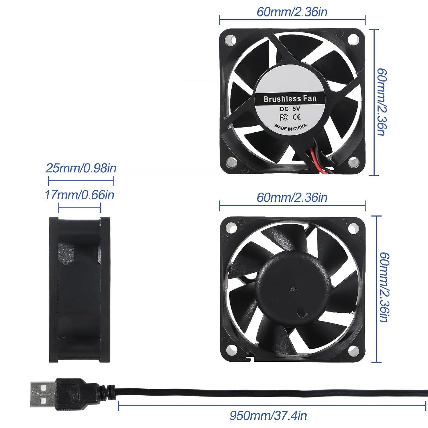 USB Fan - 4 fan(s) 60mm