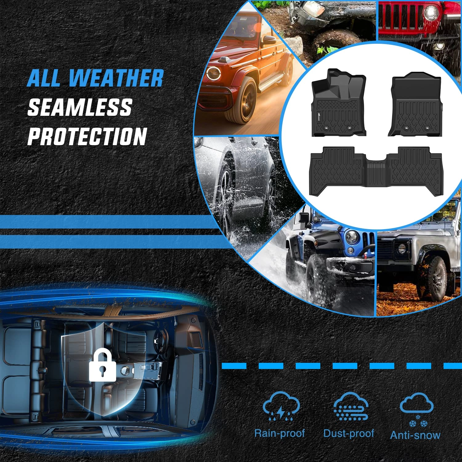 TPE Floor Mats for Toyota Tacoma Double Cab - 2018 2019 2020 2021 2022 2023