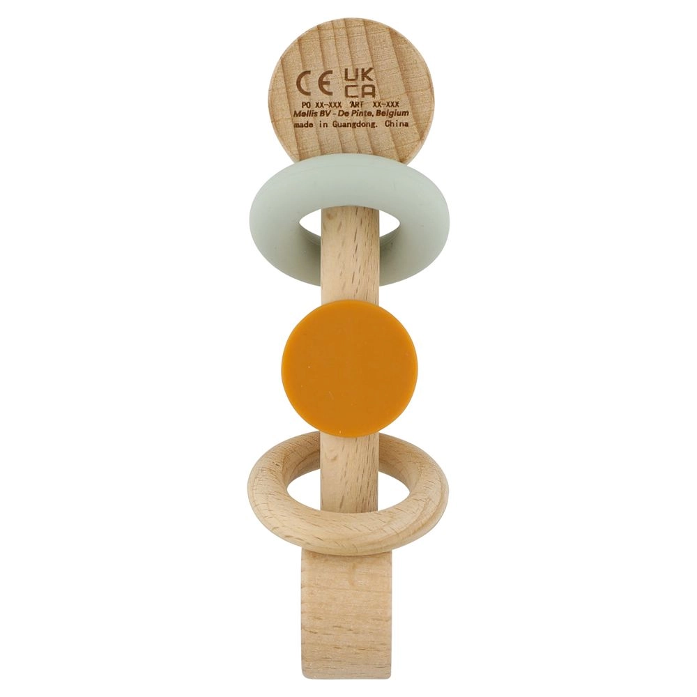Wooden Silicone Rattle - Suitable for 3 months & above beechwood and soft silicone Mr. Fox