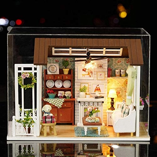 Miniature House Kit - approx. 21 * 12.5 * 14.5cm dustproof cover