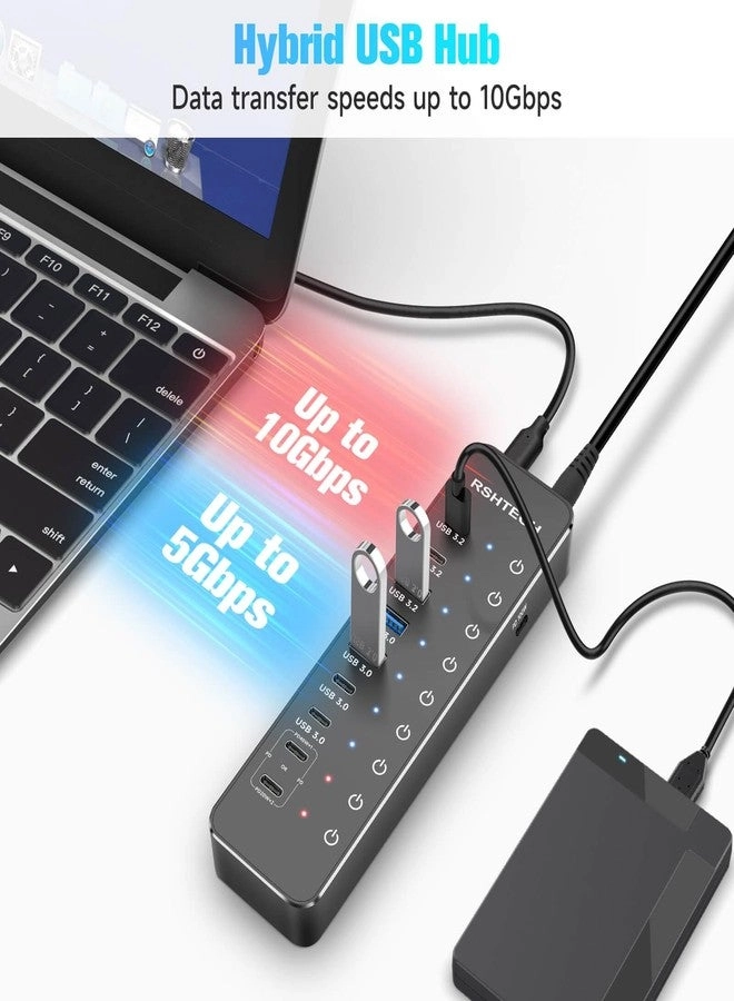 10-Port Powered USB C Hub - Laptop