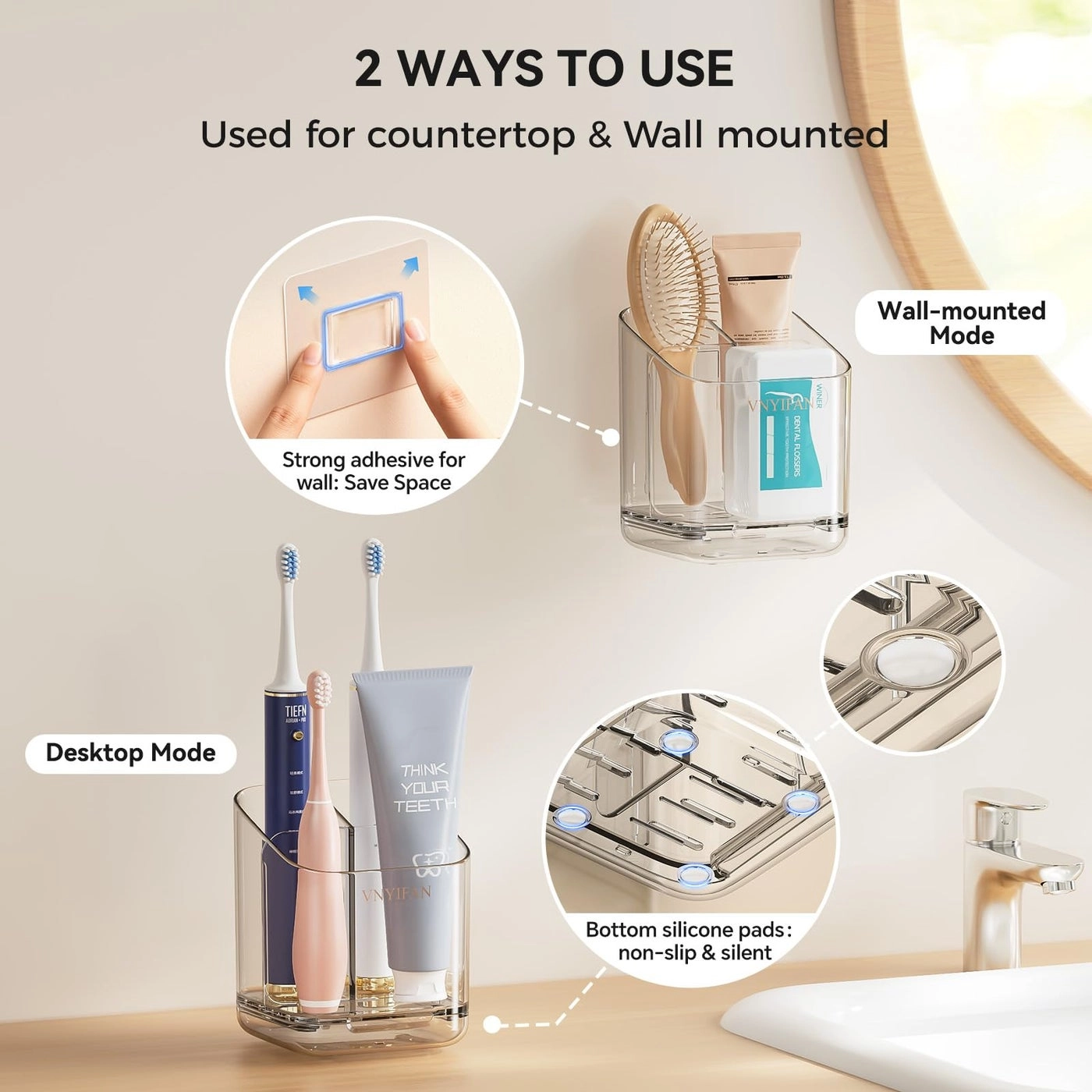 Toothbrush Holders - Wall Mounted 3 Slots