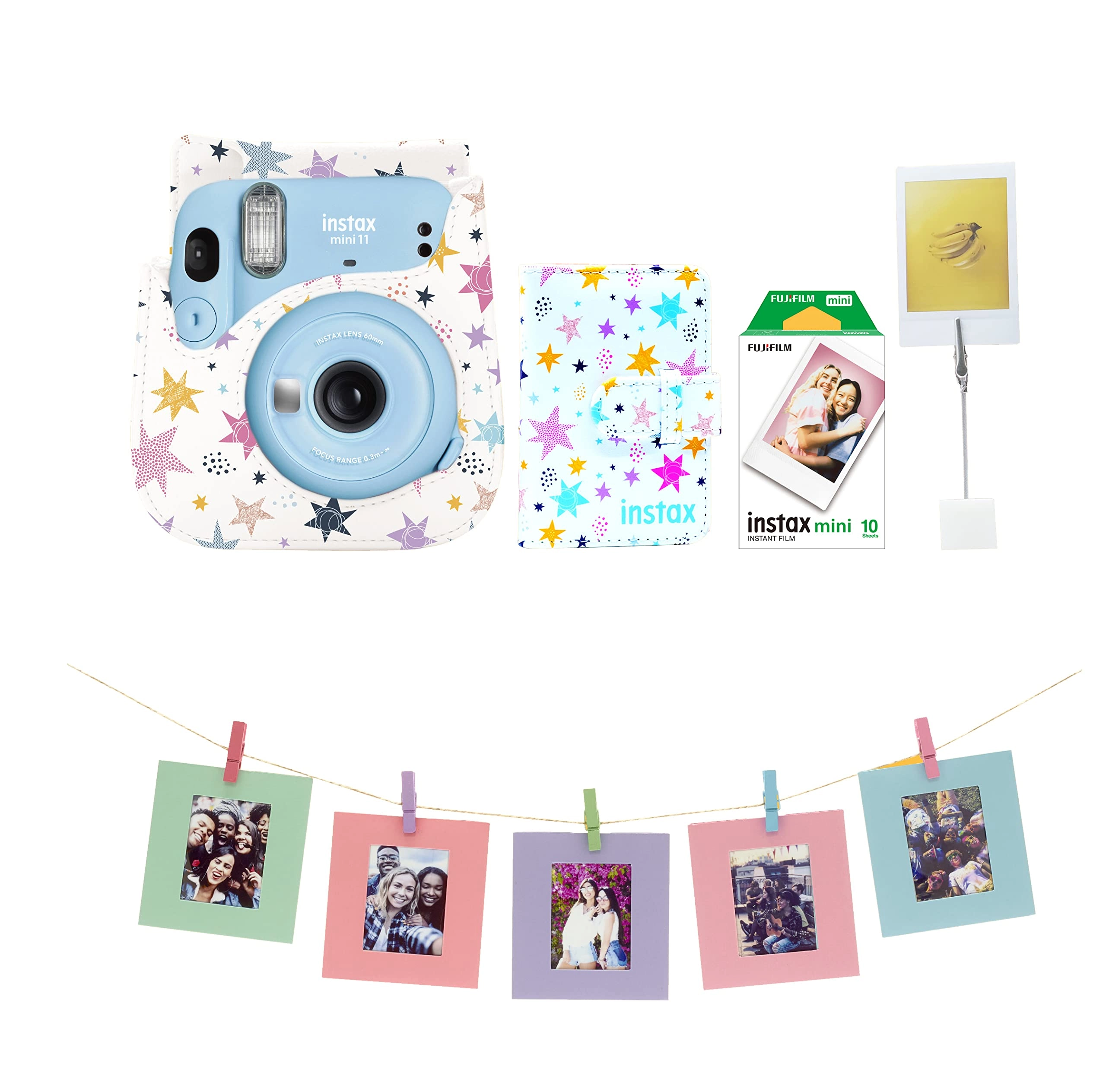Fujfilm Mini 11 + Film + Mill 11 Case + Photo Album + Photo Stand + Photo Pegs + Wash Tape + Outter Box