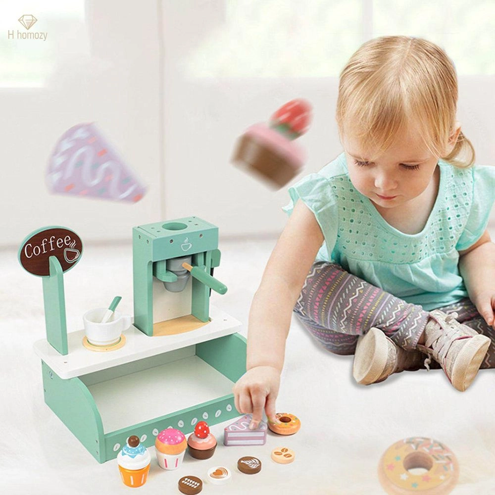 Kids Wooden Coffee Machine Station Playset - 12 pcs (5551007-KABI-0159)