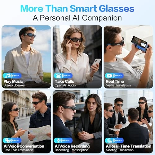 Ai Smart Glasses - Voice Real-Time Translation Music Playback