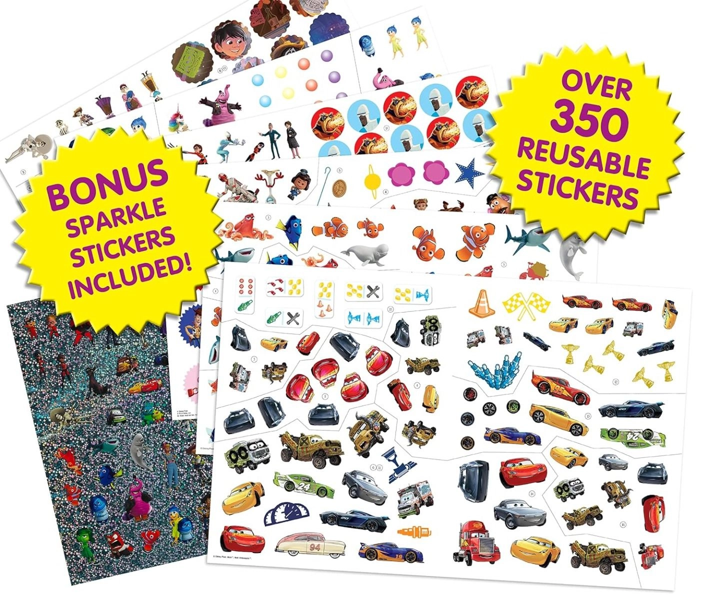 Disney Pixar Sticker Book Reusable 350 pcs