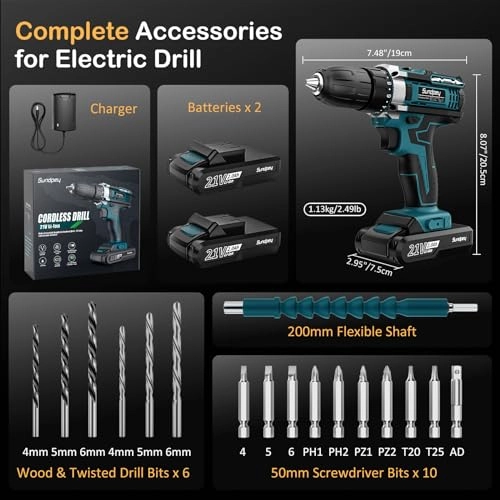 Cordless Drill Set - 2.0Ah 21V