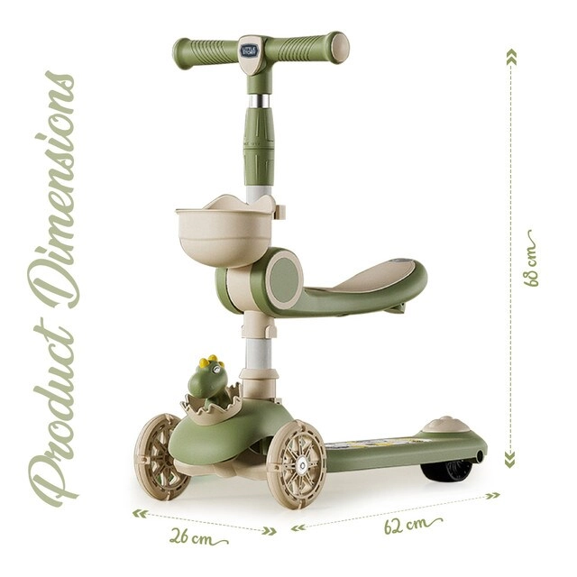 Multifunctional Kids Kick Scooter – 125mm LED Foldable