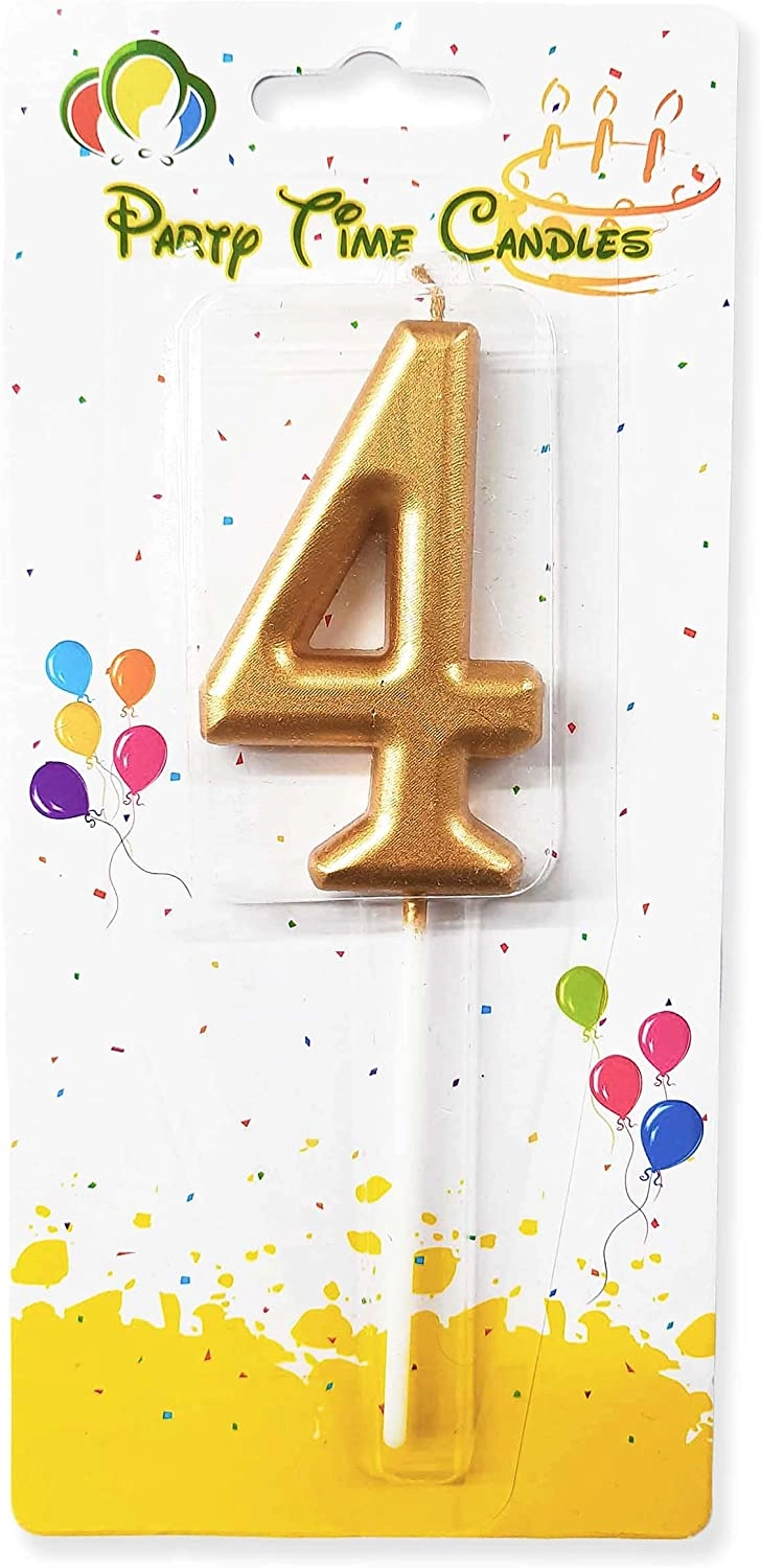 Party Time Trading LLC Number 4 Birthday Candle - Gold