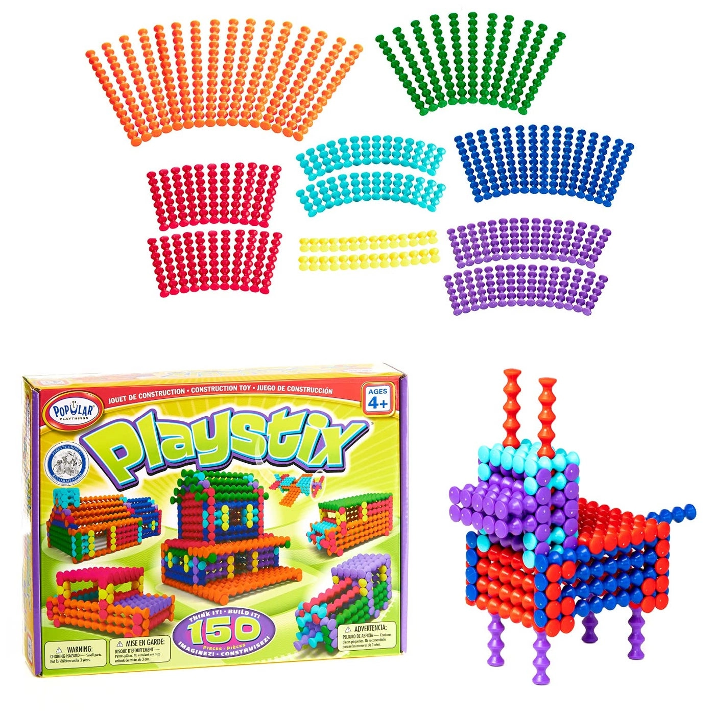 Popular Playthings Playstix - Construction Toy STEM Ages 4 and Up