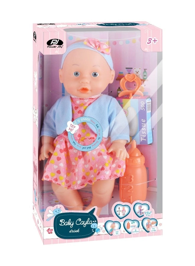 Power Joy Baby Cayla Drink Doll Playset - 31cm Multicolor Ages 3+