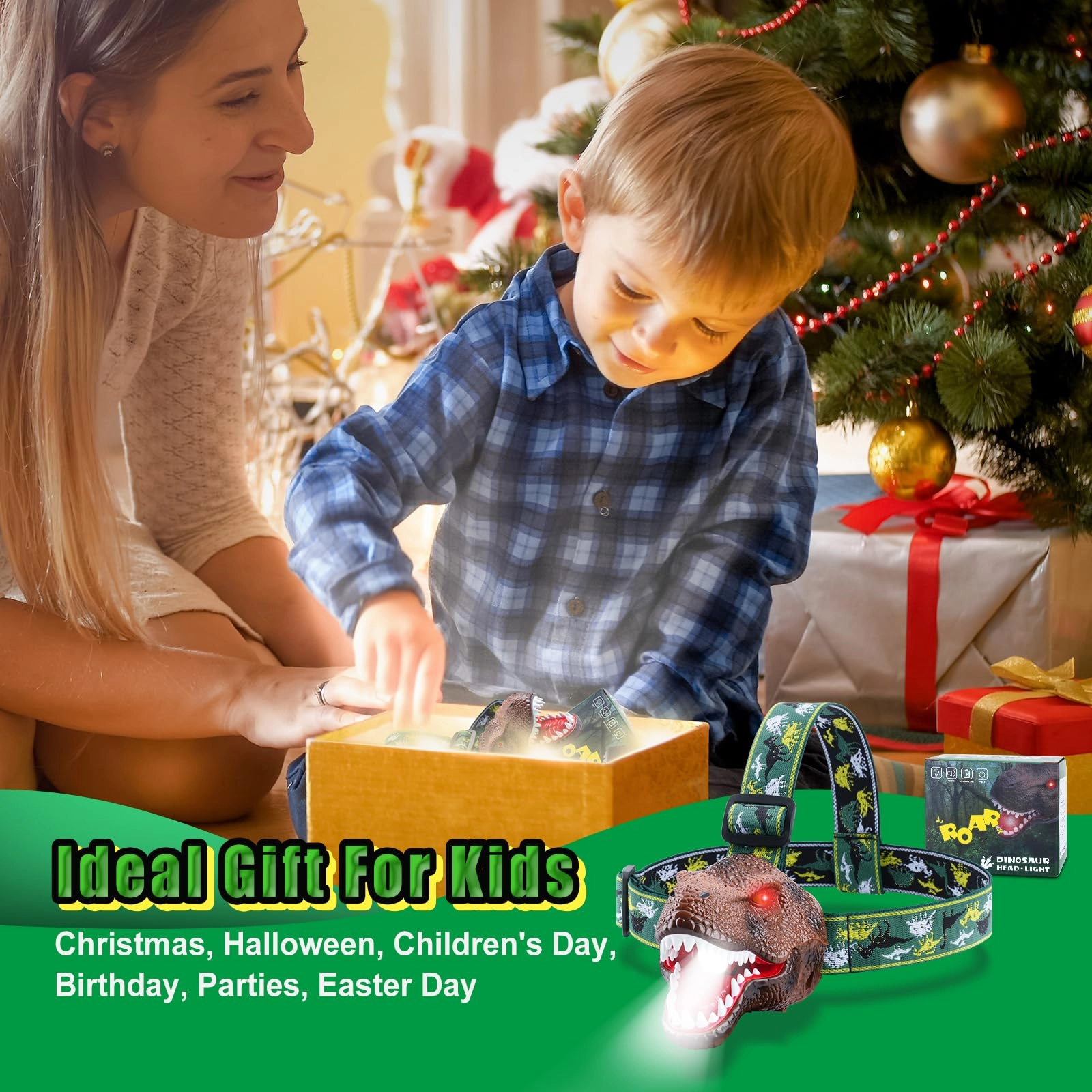 Dinosaur Headlamp - Rechargeable 2 Pack