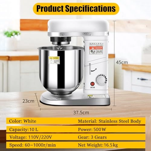 Professional Stand Mixer - 7L 350W/500W/500W