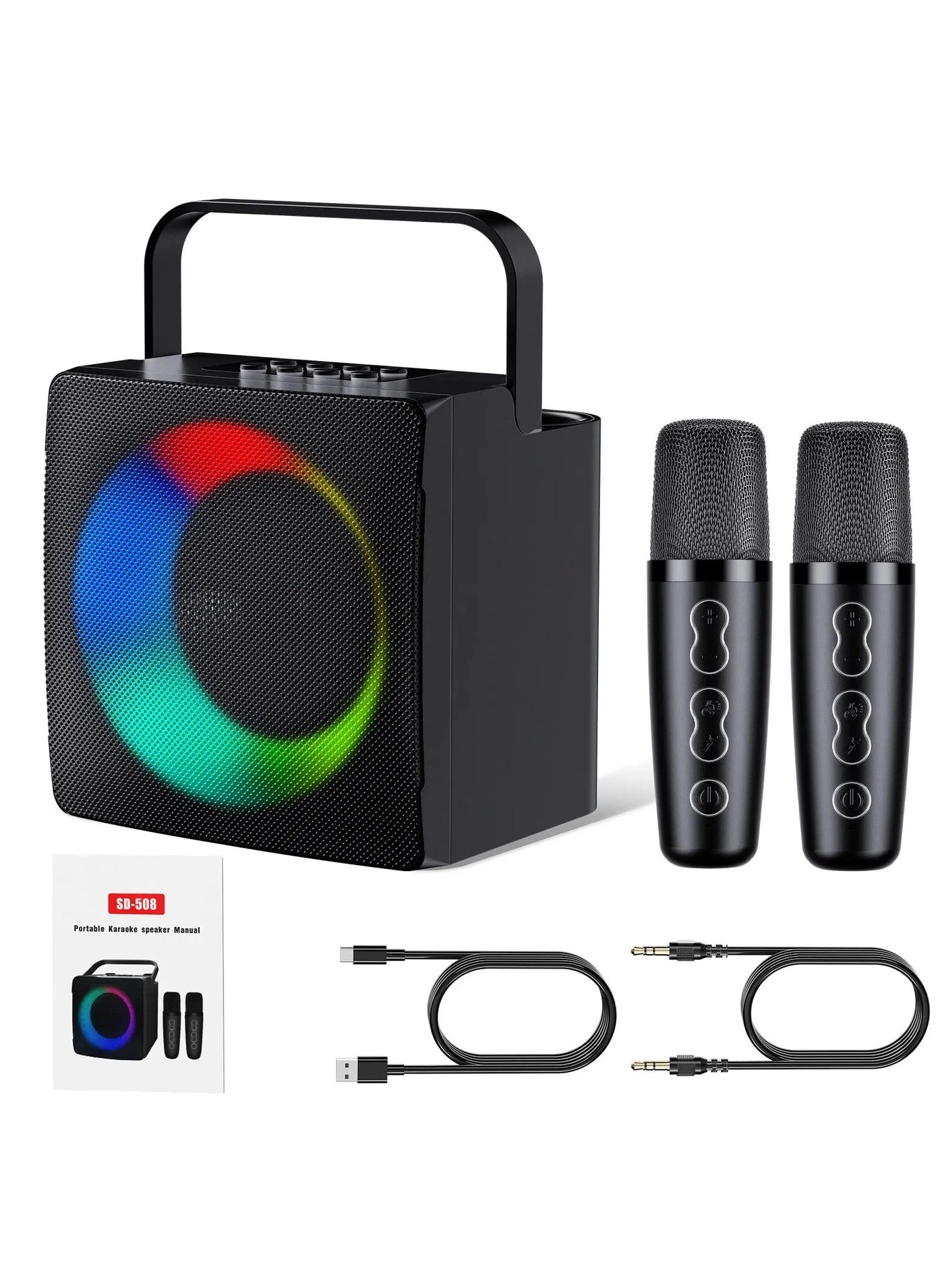 SD-508 - Mini Karaoke Bluetooth Speaker LED Lights Built-In Microphone