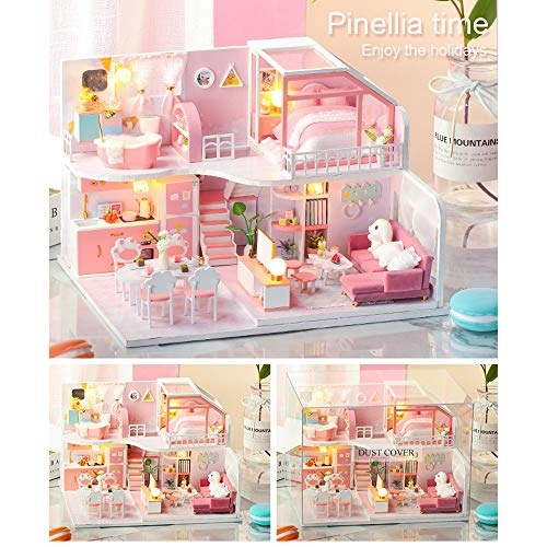 Pinellia Time DIY dollhouse kit - Pink with LED light