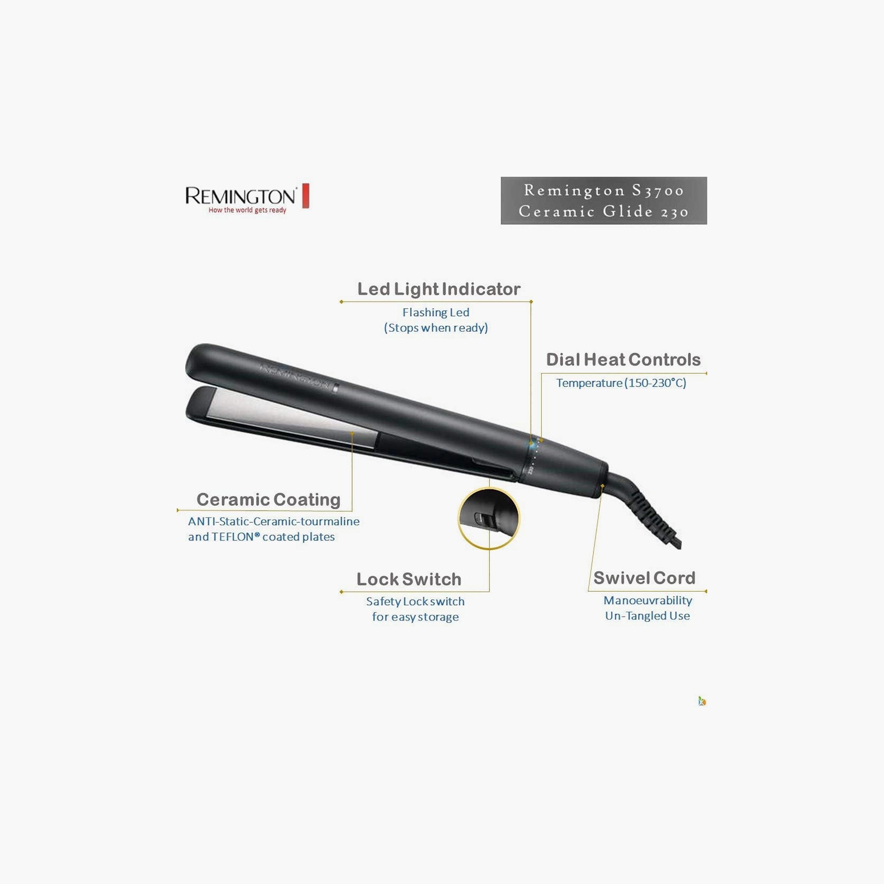 Hair Straightener S3700 - Black 1.8 metre cord