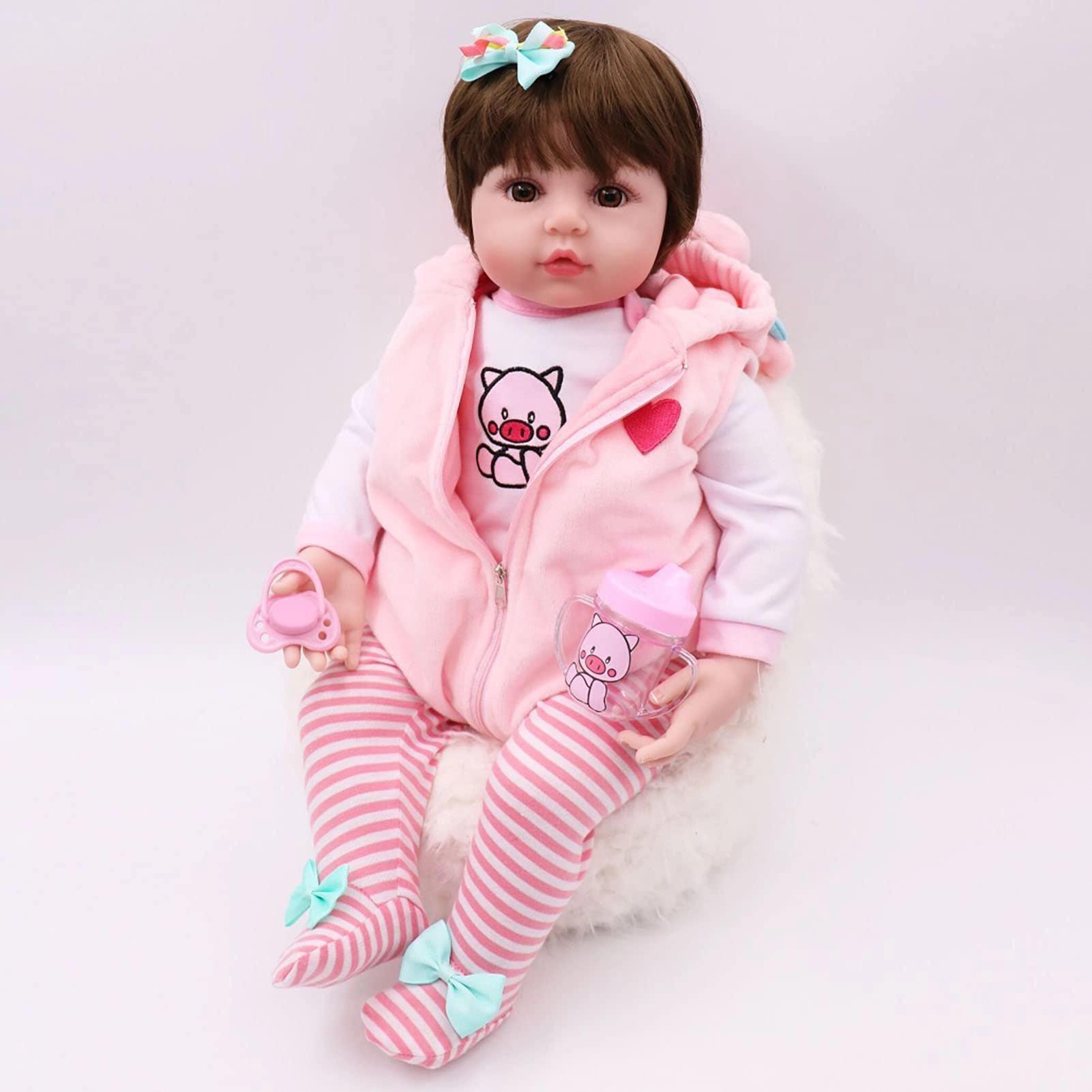Rebirth Baby Doll - 48cm/58cm Silicone Limbs Cloth Body Panda Clothes Gift Set