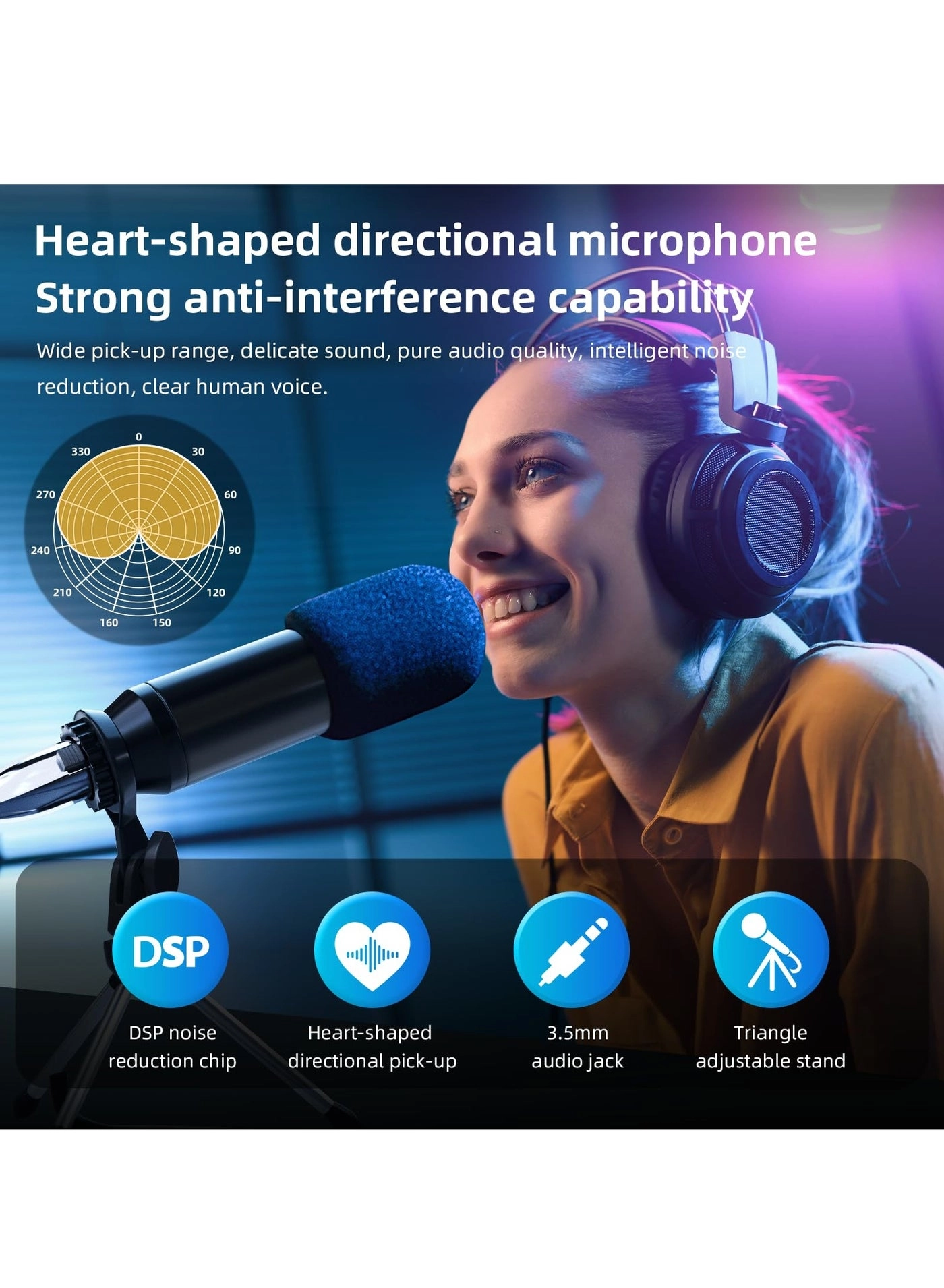 Audio Mixer + Microphone + Stand + Cables