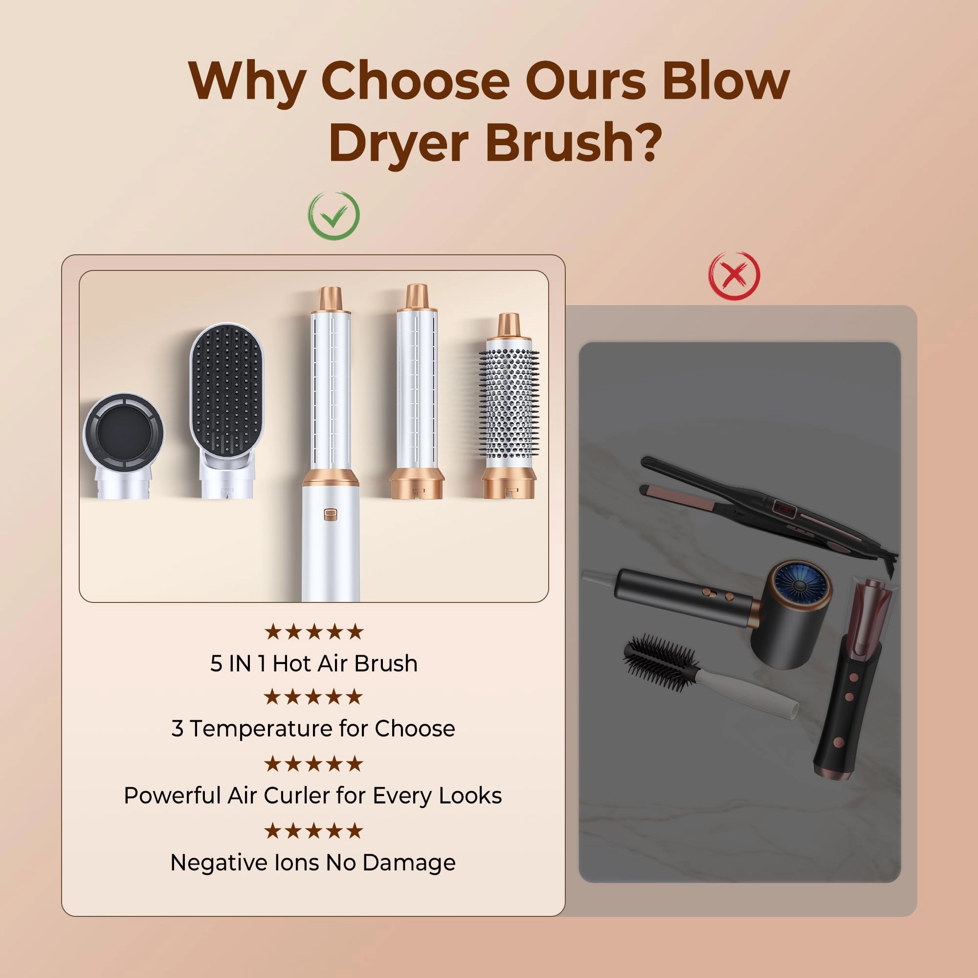 5 in 1 Blow Dryer Brush - 800 watts Royal Blue