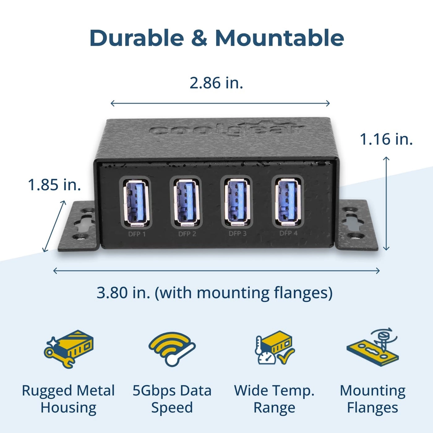 USB 3.2 Gen 1 4-Port Industrial Hub - Type B connector