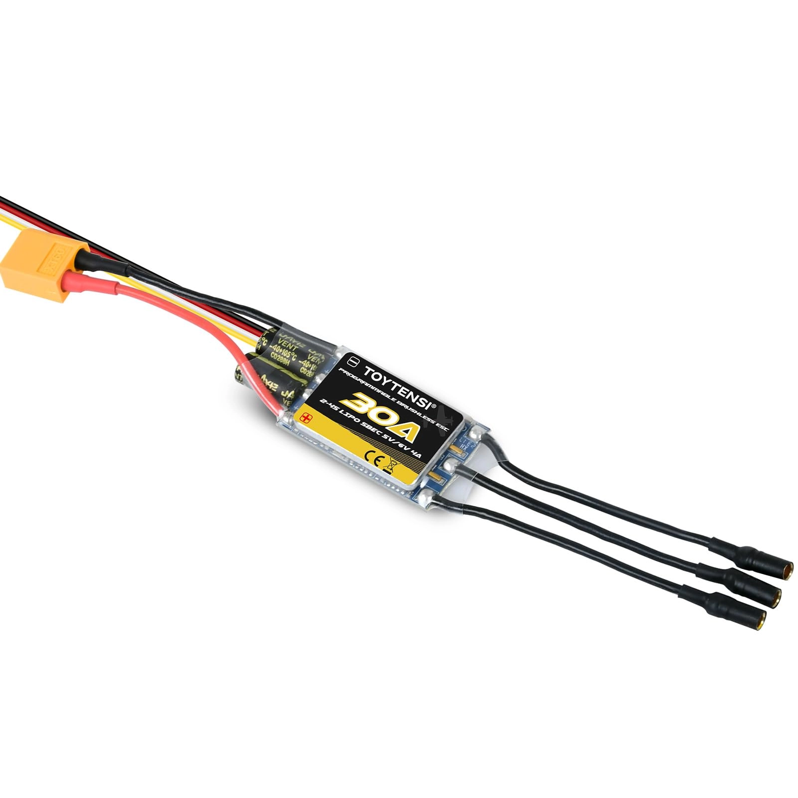 TOYTENSI 30A RC Brushless Motor ESC - 2-4S SBEC 5V/6V 4A
