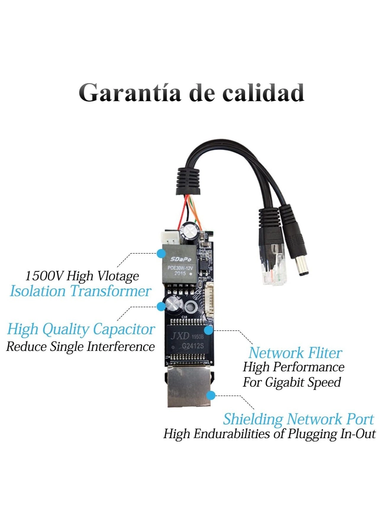 Gigabit PoE Splitter - 30 W 37V - 57V IEEE802.3 af & IEEE802.3at 10/100/1000Mbps