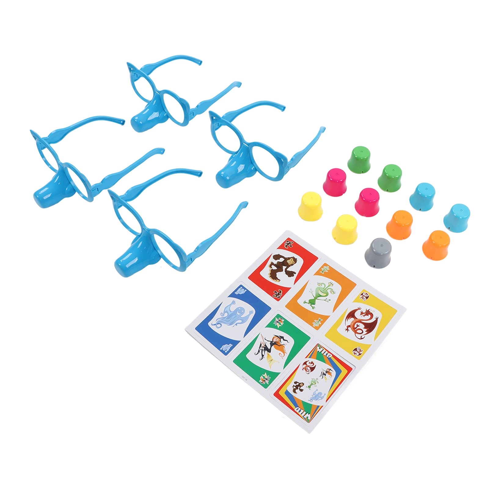 Generic Growing Nose Tabletop Game - 4 Assemble Glasses 24 Cards 11 Nose Covers