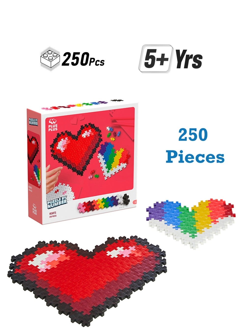 Plus-Plus Puzzle By Number Hearts - Flowers 250pcs