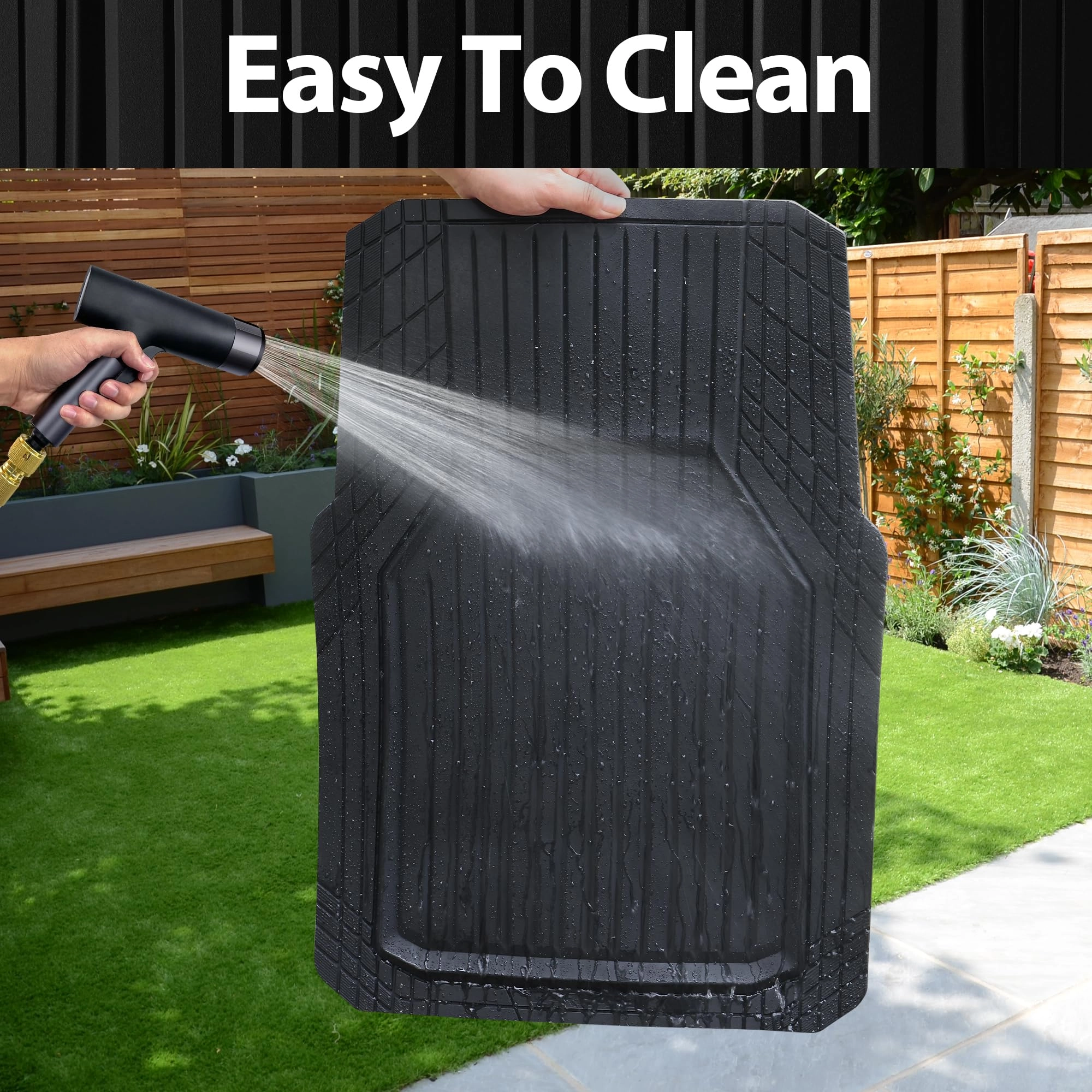 Heavy Duty Rubber Floor Mats - Universal Fit 3pcs Black Purple