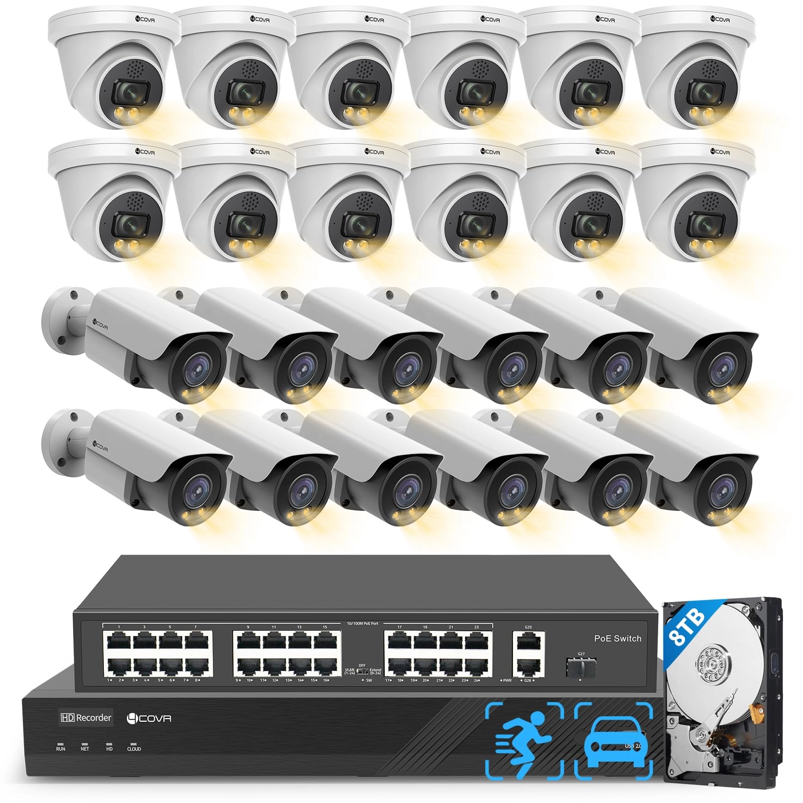 4COVR 4K PoE Security Camera System - 32 channels