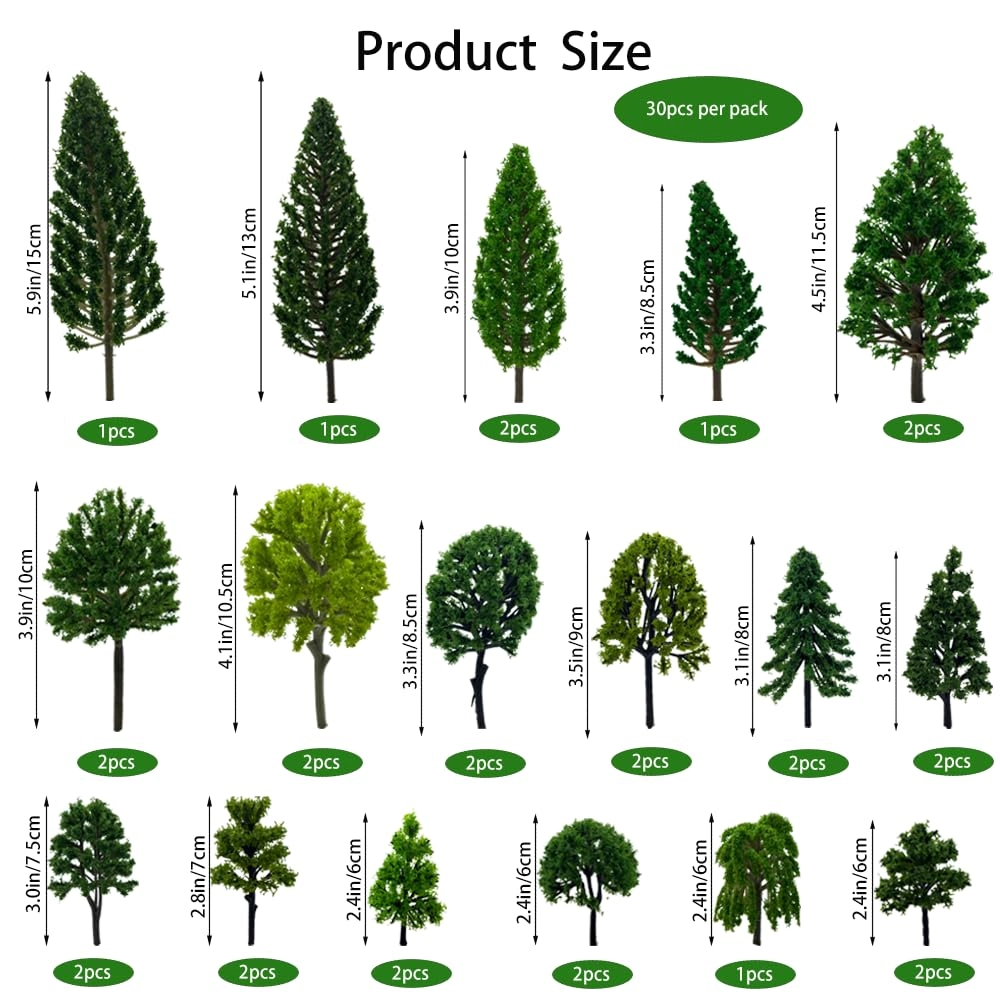 Mixed Miniature Trees - 30.0 Count 1:24 Scale