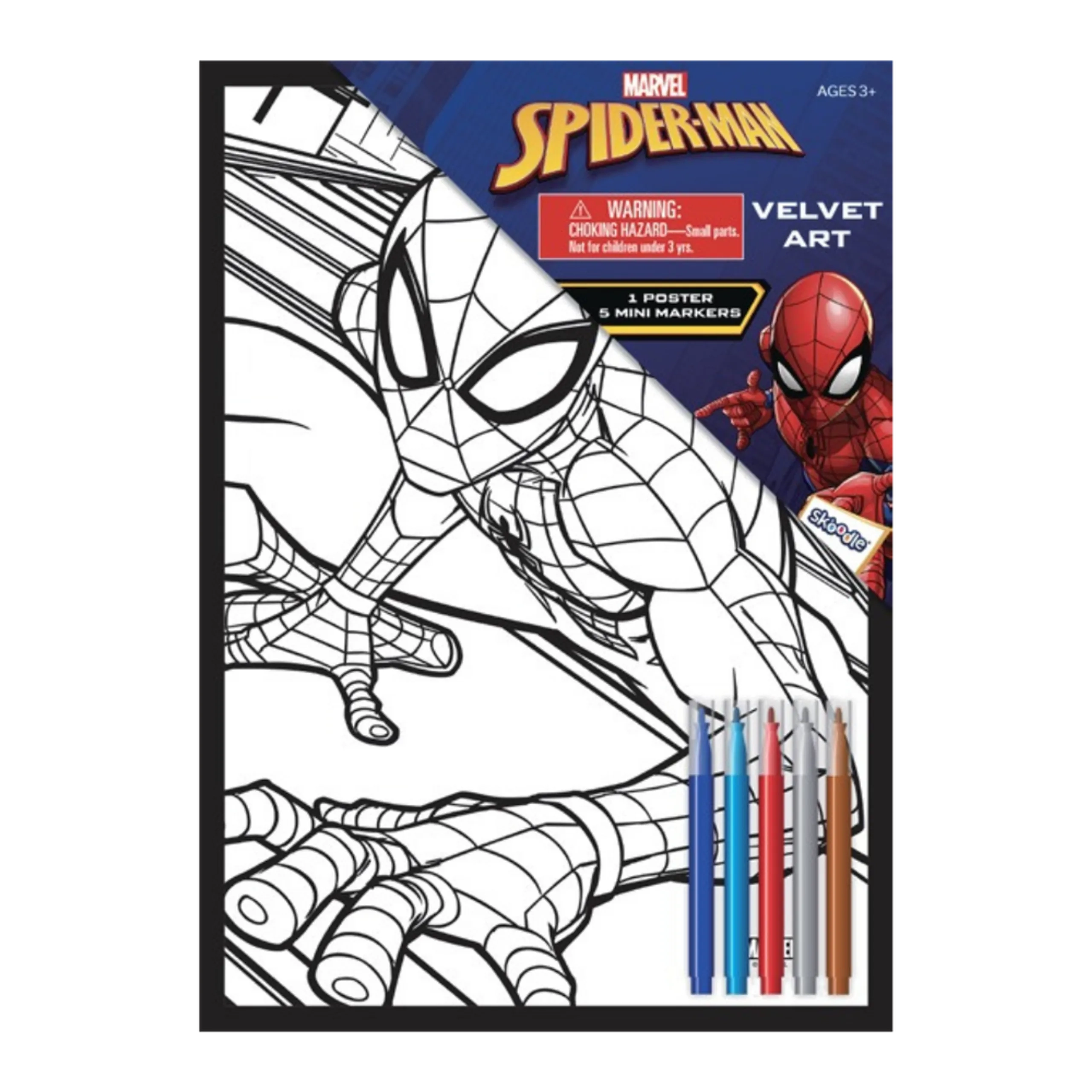 Marvel Spider Man Velvet Art - 3+ years 1 Velvet Poster & 5 Mini Markers