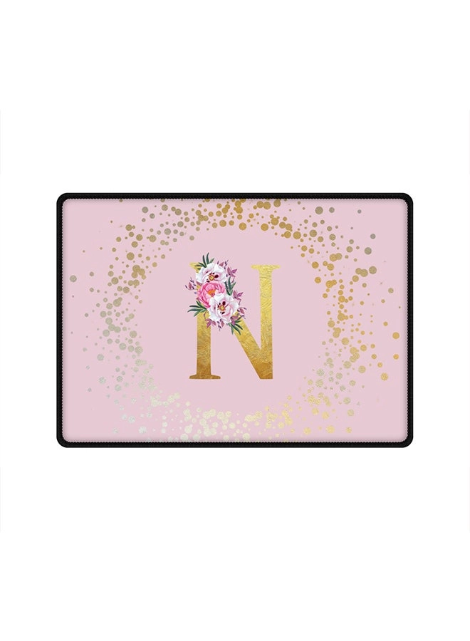 Custom Monogram Initial Letter Floral Pattern Cloth Gaming Mouse Pad - 35x25 cm