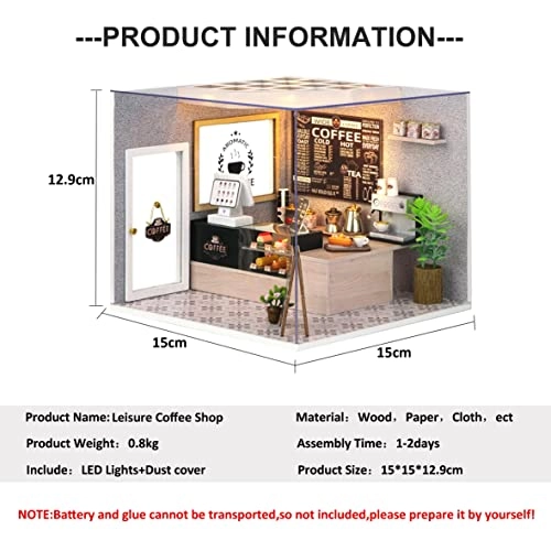 Miniature Wooden Dollhouse Building Kit - 3D Mini Coffee House