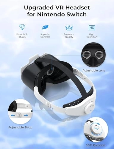 VR Headset for Nintendo Switch - Adjustable HD Lenses Head Strap