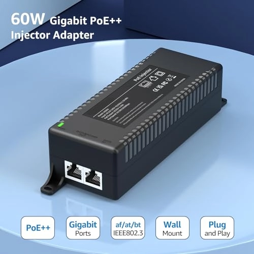 PoE Injector - 60W 2 IEEE802.3af/at/bt 10/100/1000Mbps