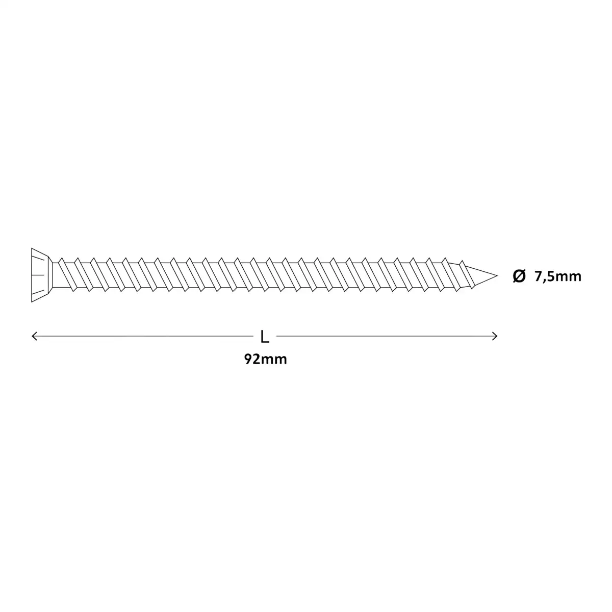 Steel Pan Head Concrete Screw - 9.2 cm 0.75