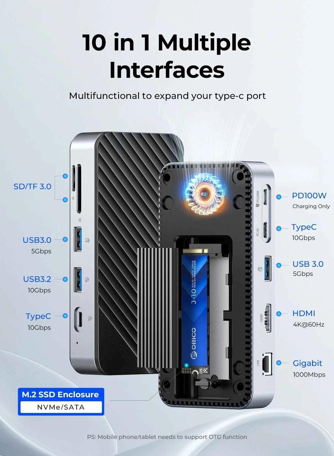 USB C Hub - Cooling Fan SSD Enclosure